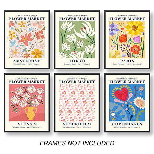 12PCS Flower Market Poster, Danish Pastel